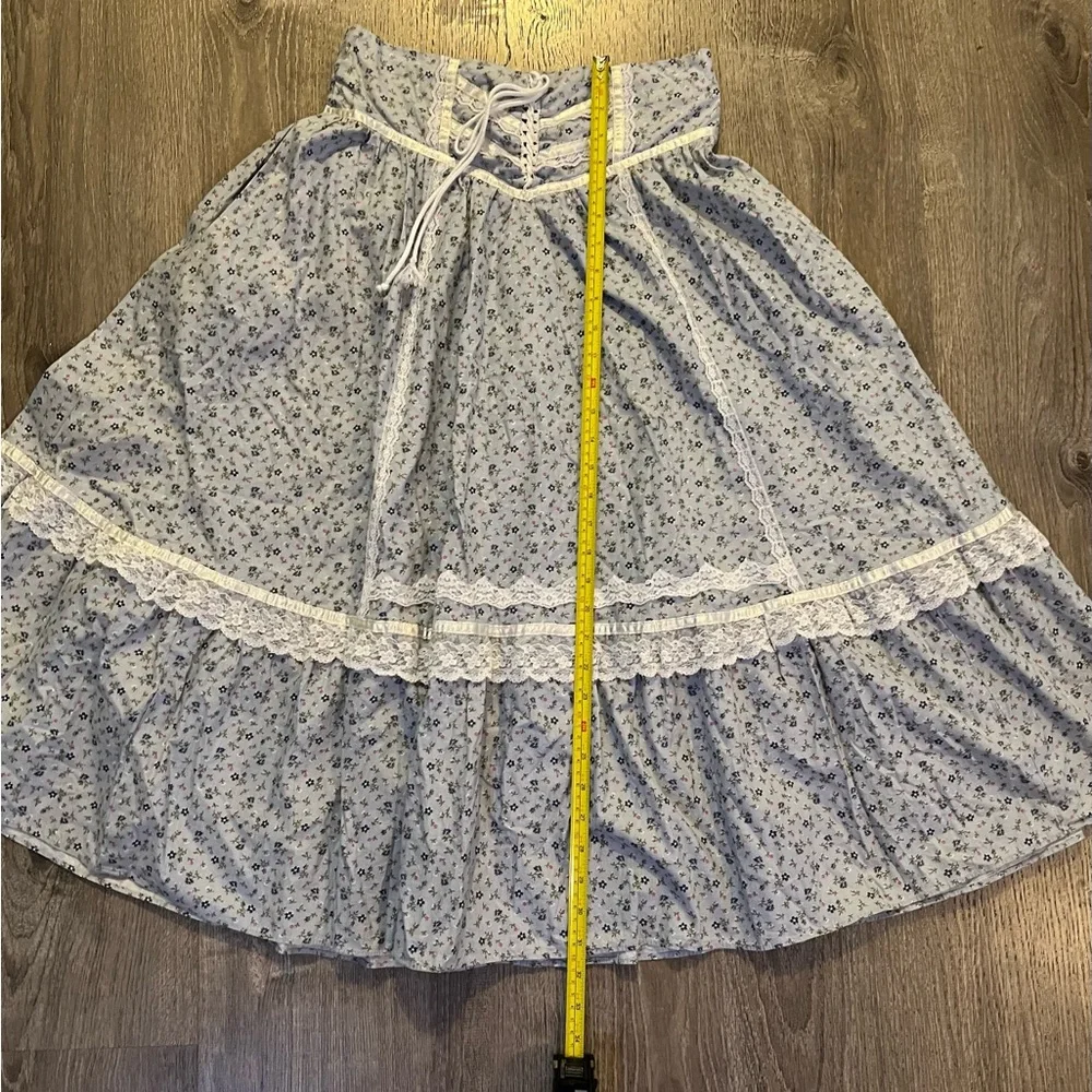 Gunne Sax Jessica McClintock Floral Lace Skirt Cottagecore Vintage Prairie midi - Picture 10 of 11